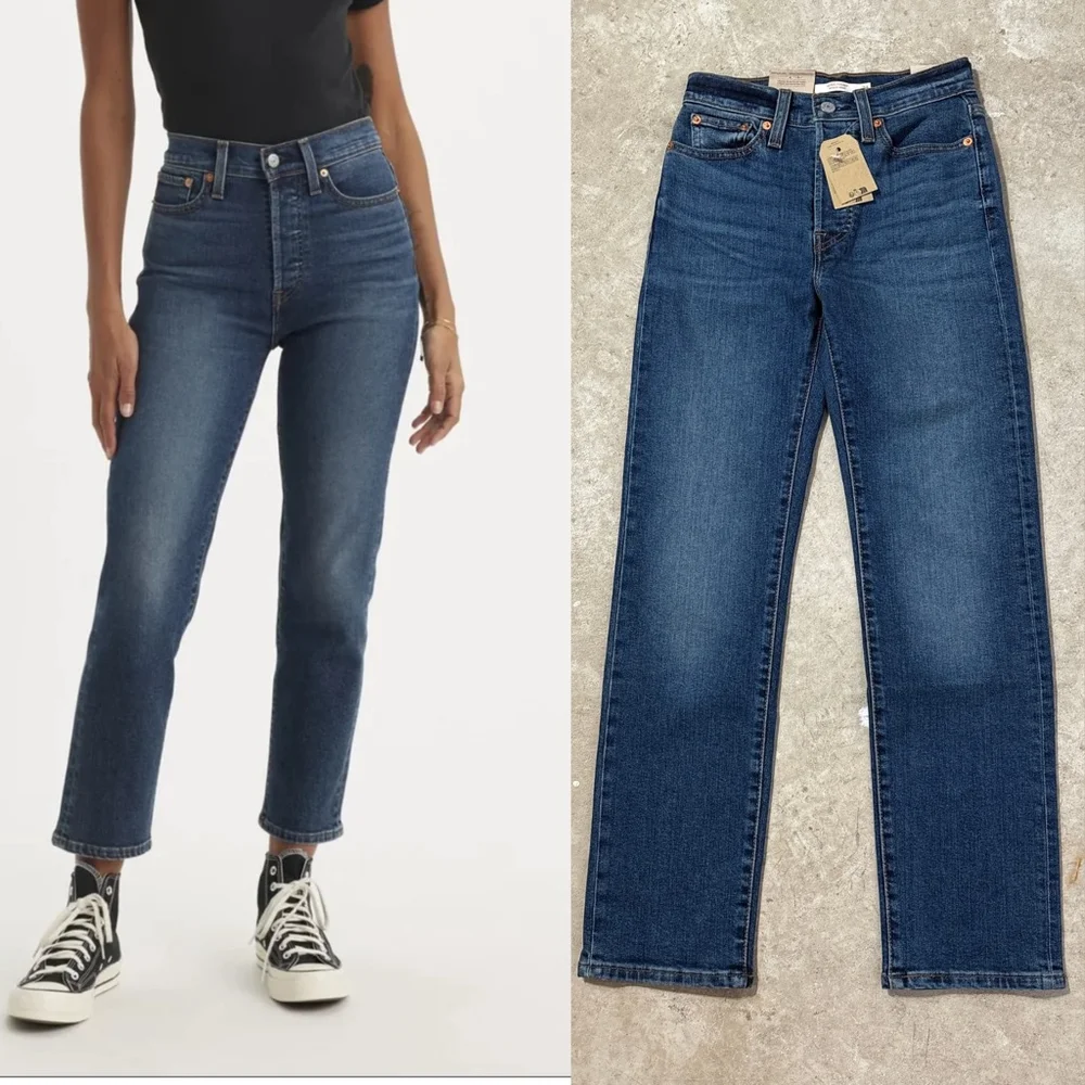 Levi's Blue Wedgie Straight Leg Jeans Women’s Size 24 Button Fly High Rise NWT